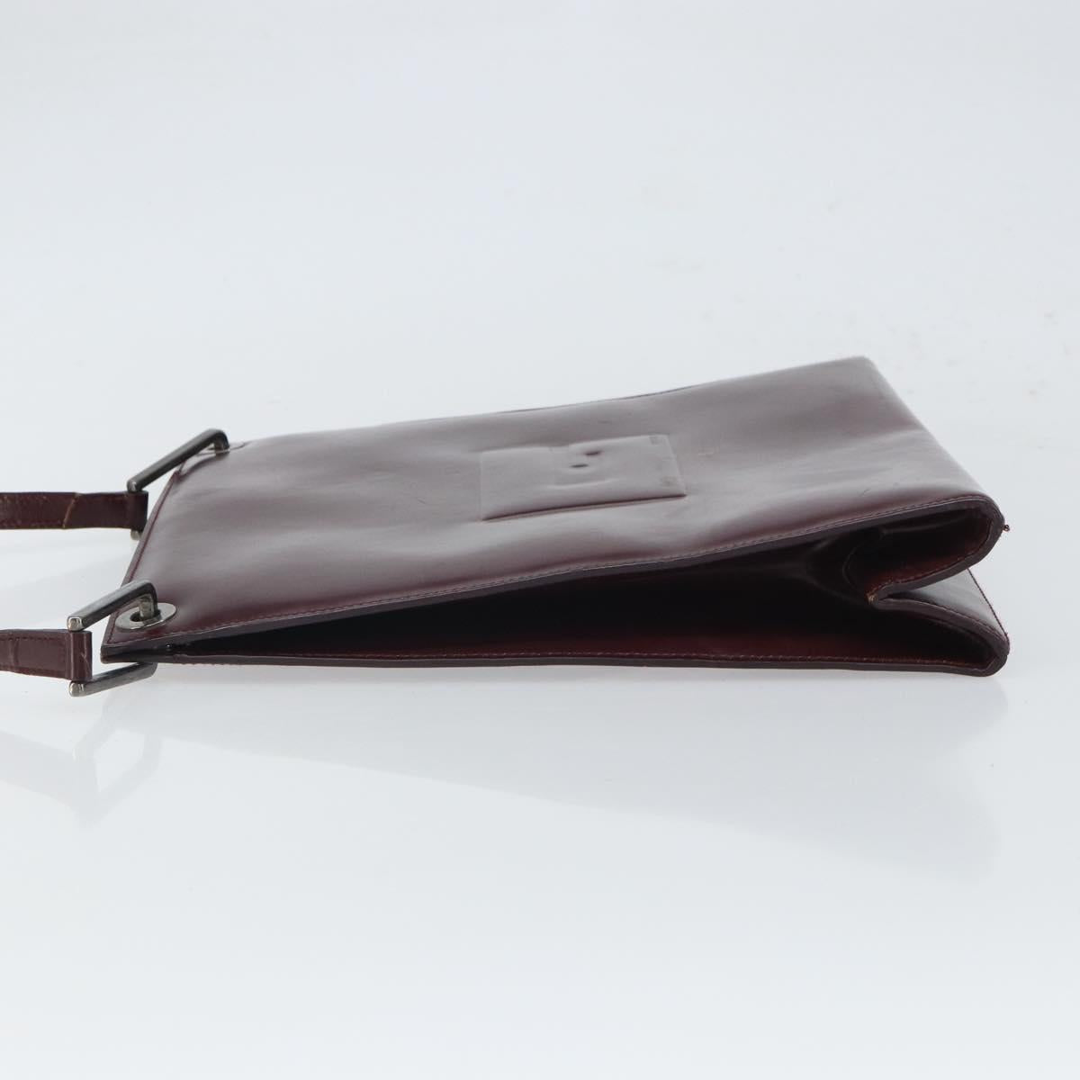 GUCCI Shoulder Bag Patent leather Bordeaux Silver Auth 166771