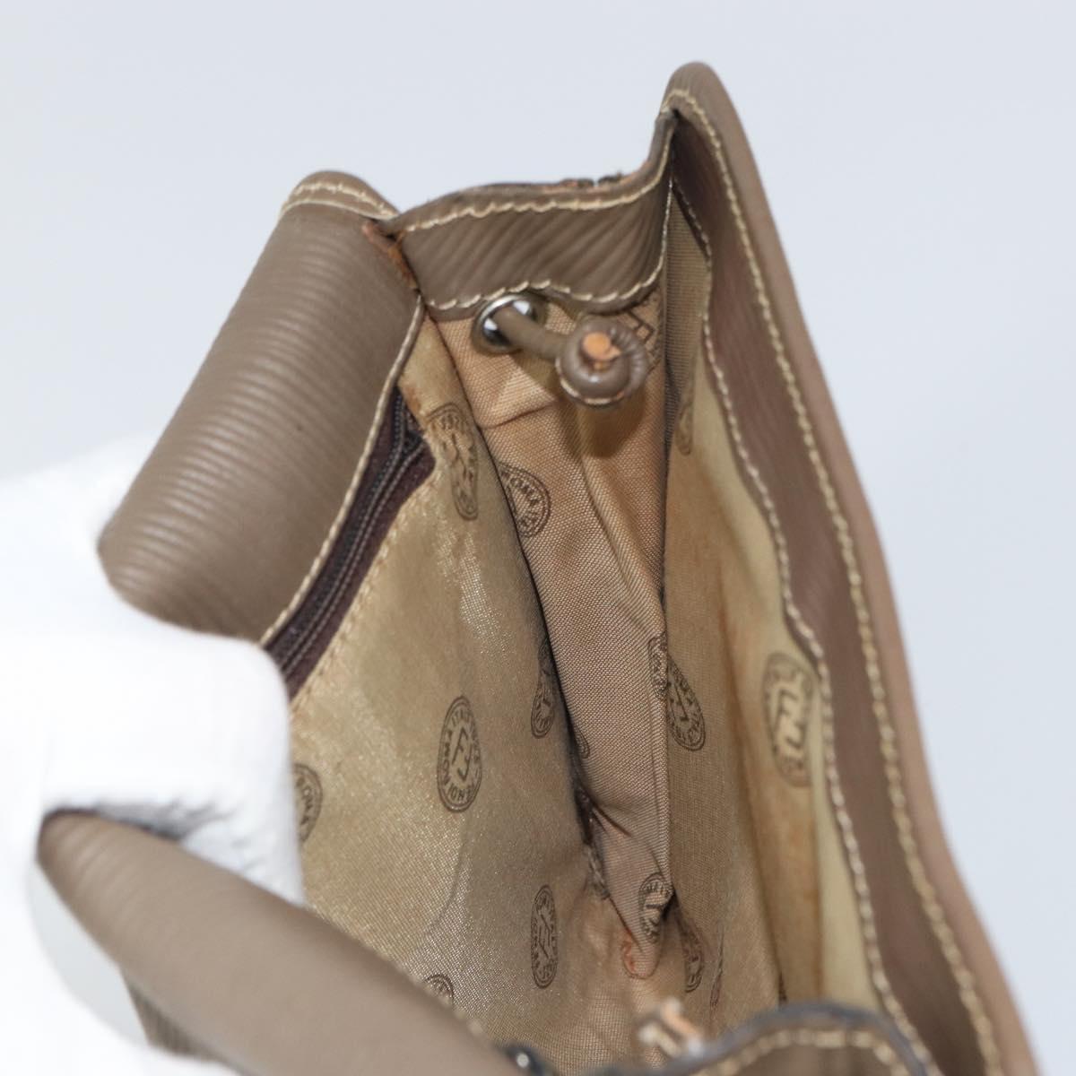 FENDI Zucchino Canvas Shoulder Bag Beige Auth 166774