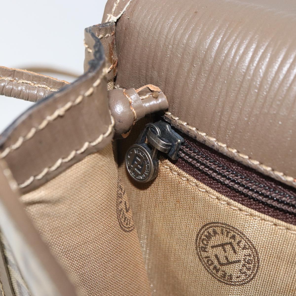 FENDI Zucchino Canvas Shoulder Bag Beige Auth 166774