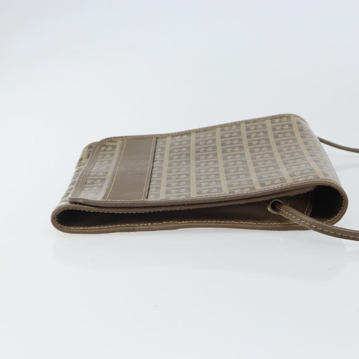FENDI Zucchino Canvas Shoulder Bag Beige Auth 166774