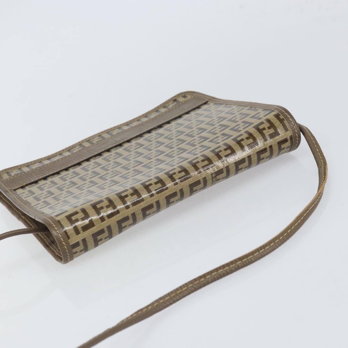 FENDI Zucchino Canvas Shoulder Bag Beige Auth 166774
