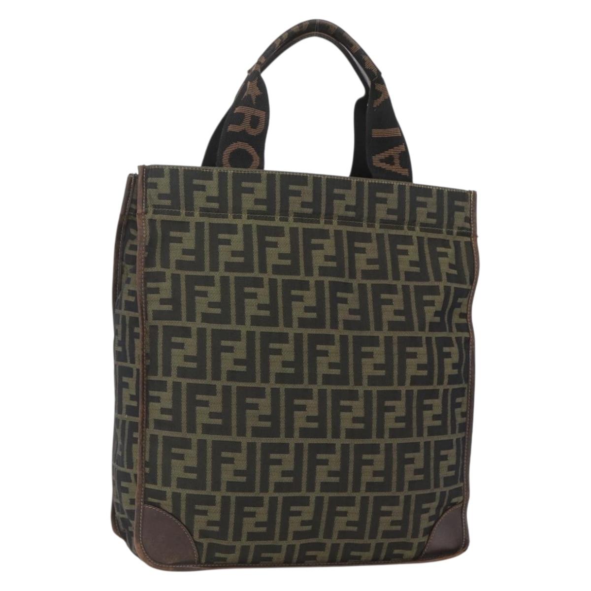 FENDI Zucca Canvas Tote Bag Black Brown Auth 166775