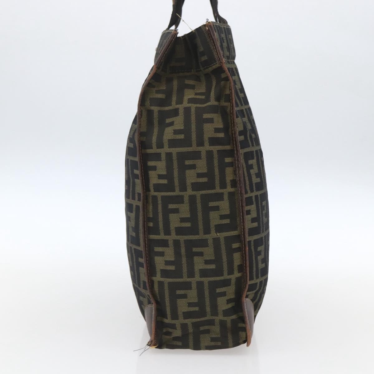 FENDI Zucca Canvas Tote Bag Black Brown Auth 166775