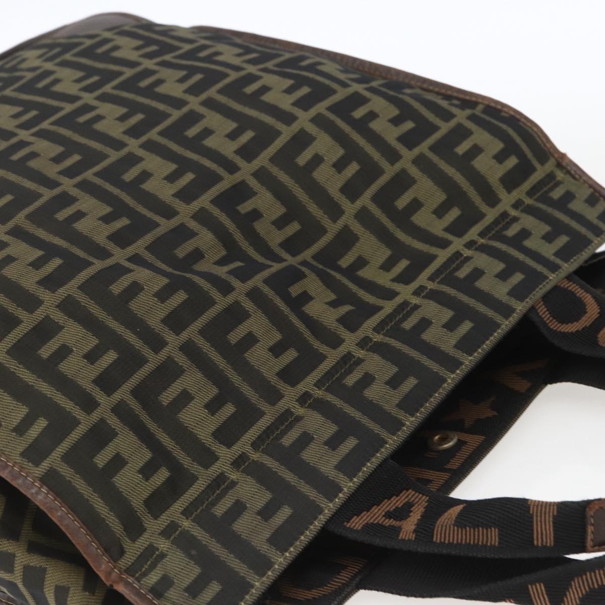 FENDI Zucca Canvas Tote Bag Black Brown Auth 166775