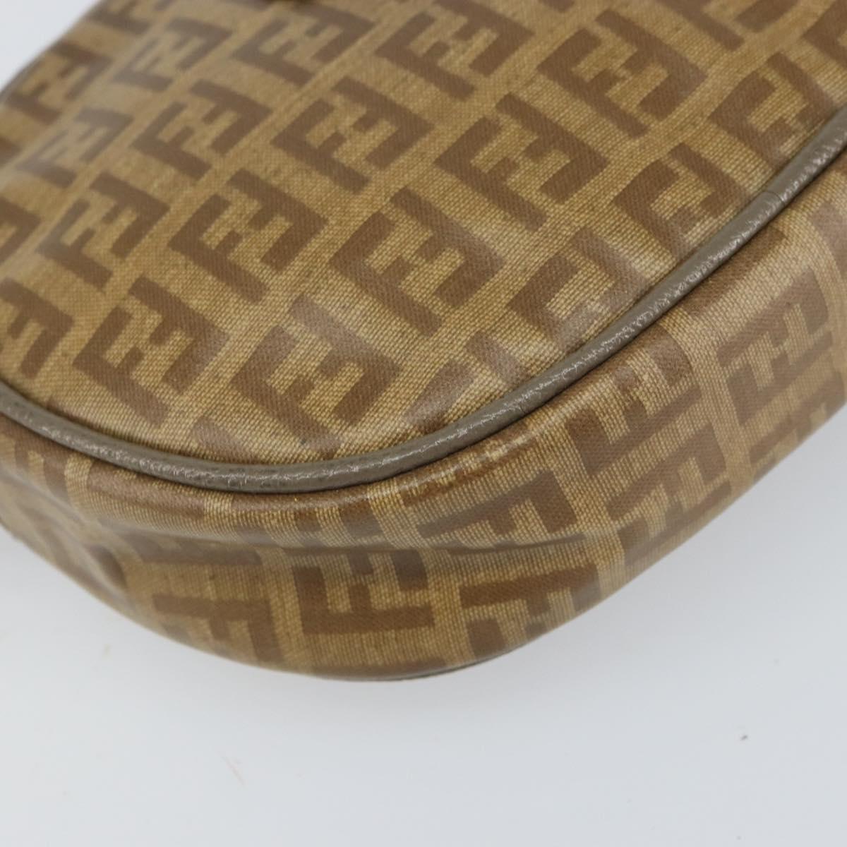 FENDI Zucchino Canvas Shoulder Bag Beige Auth 166776