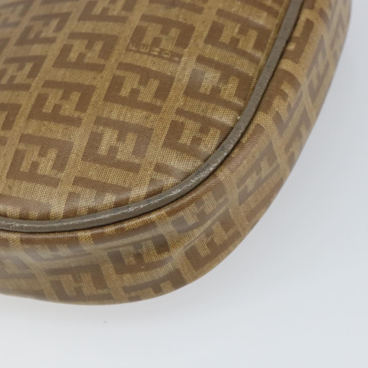 FENDI Zucchino Canvas Shoulder Bag Beige Auth 166776