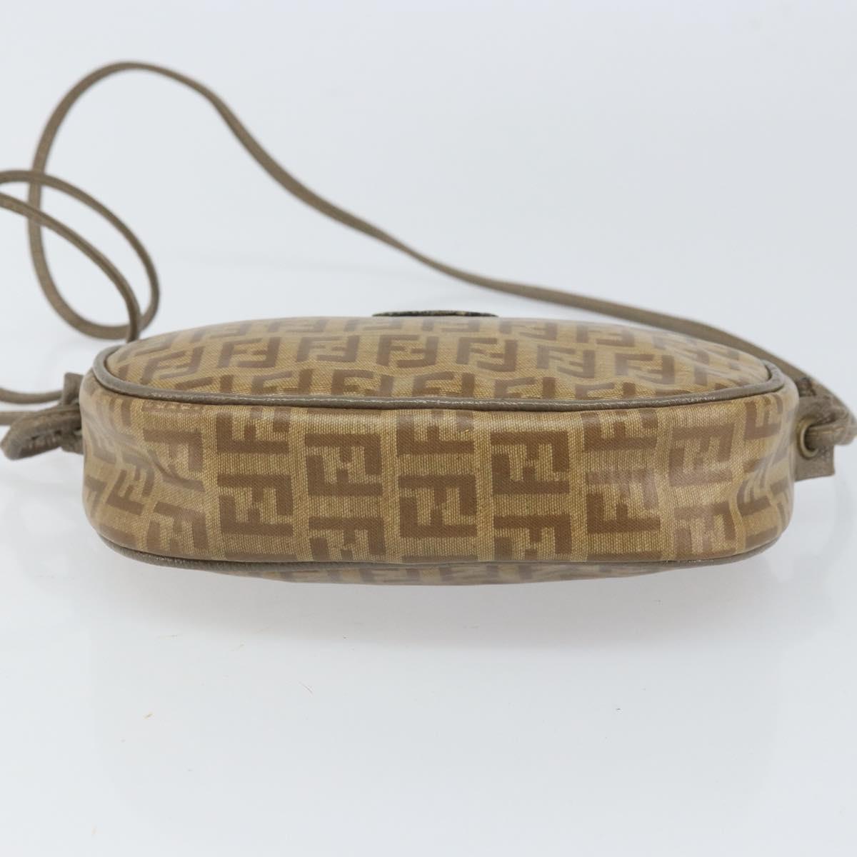 FENDI Zucchino Canvas Shoulder Bag Beige Auth 166776