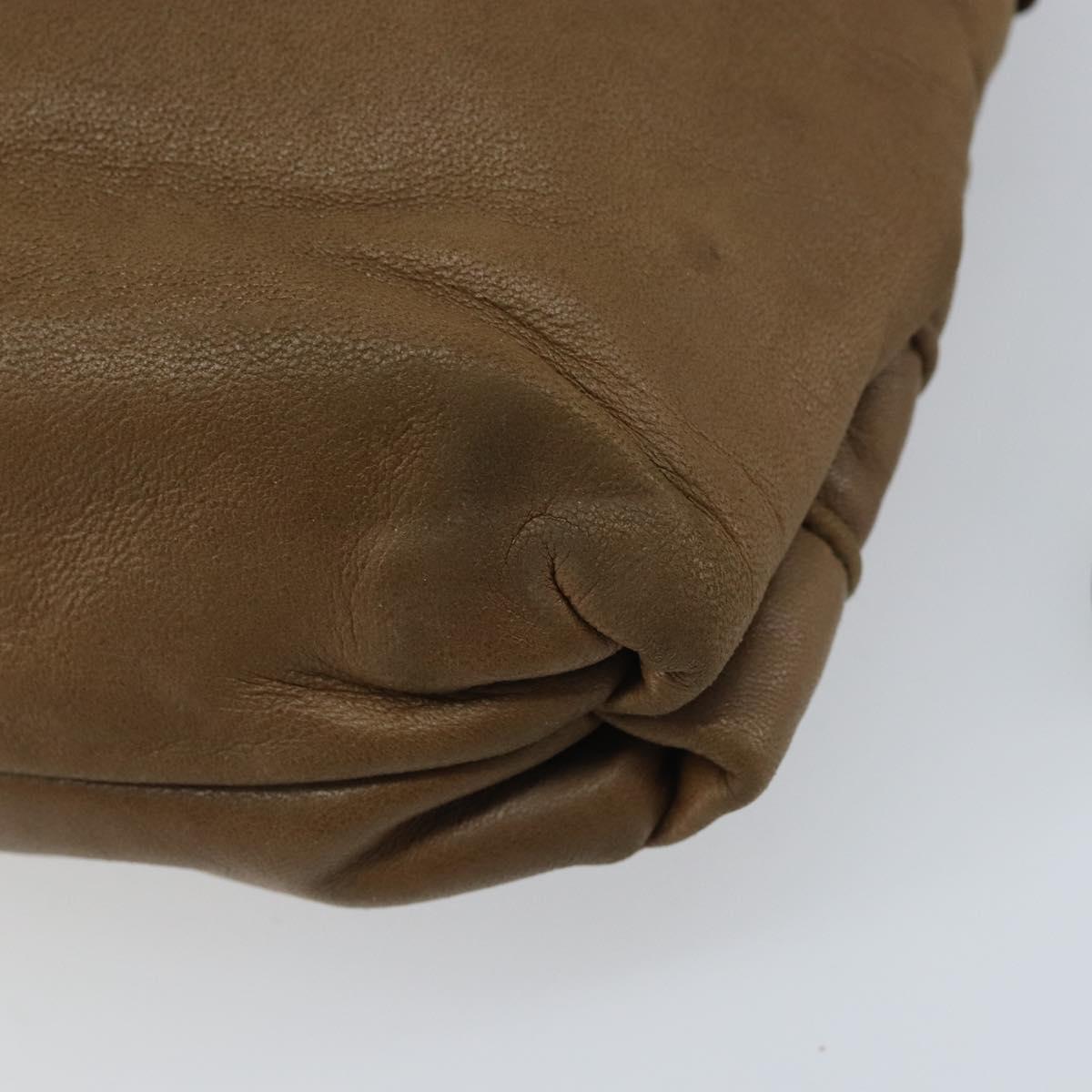 LOEWE Anagram Shoulder Bag Leather Brown Auth 166780