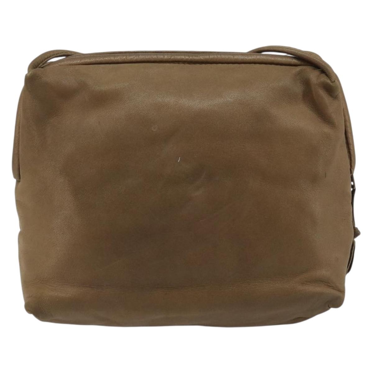 LOEWE Anagram Shoulder Bag Leather Brown Auth 166780
