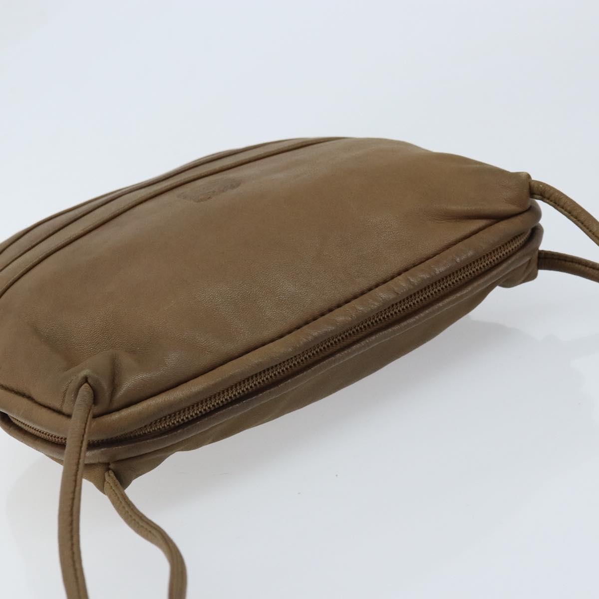 LOEWE Anagram Shoulder Bag Leather Brown Auth 166780