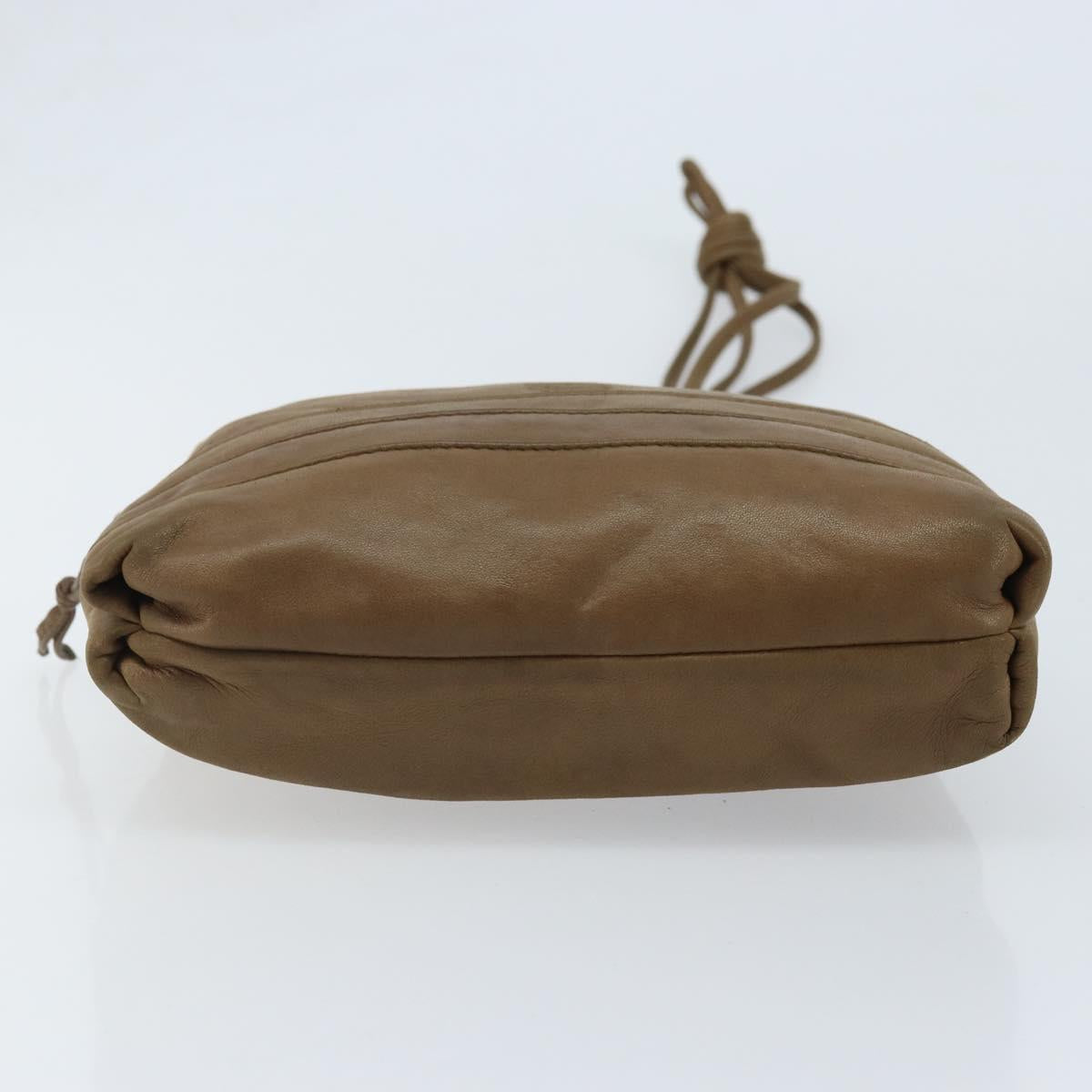 LOEWE Anagram Shoulder Bag Leather Brown Auth 166780