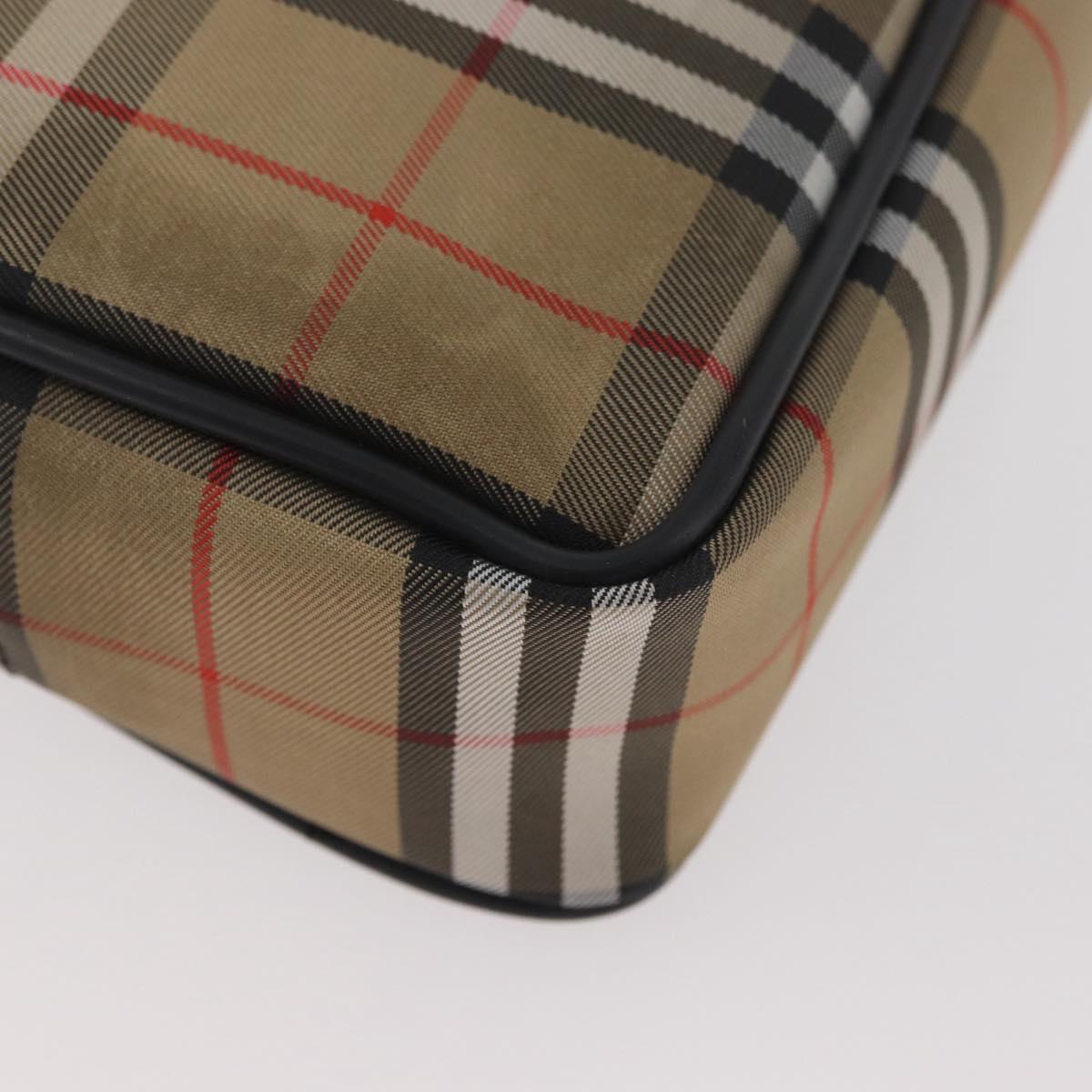 BURBERRY Nova Check Hand Bag Nylon Silver Beige Auth 166781