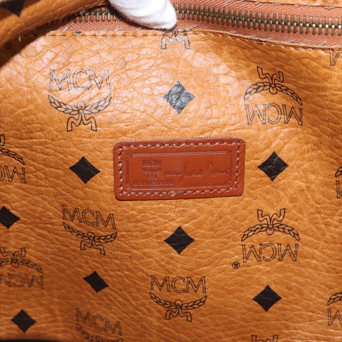 MCM Vicetos Logogram Tote Bag PVC Leather Brown Gold Auth 166783