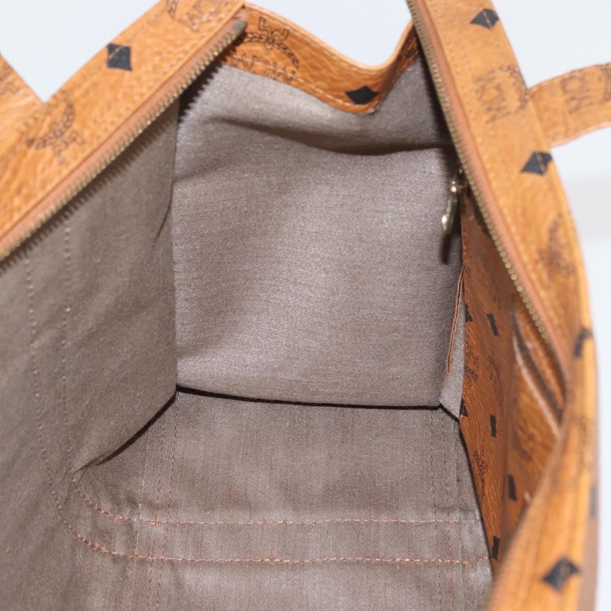 MCM Vicetos Logogram Tote Bag PVC Leather Brown Gold Auth 166783
