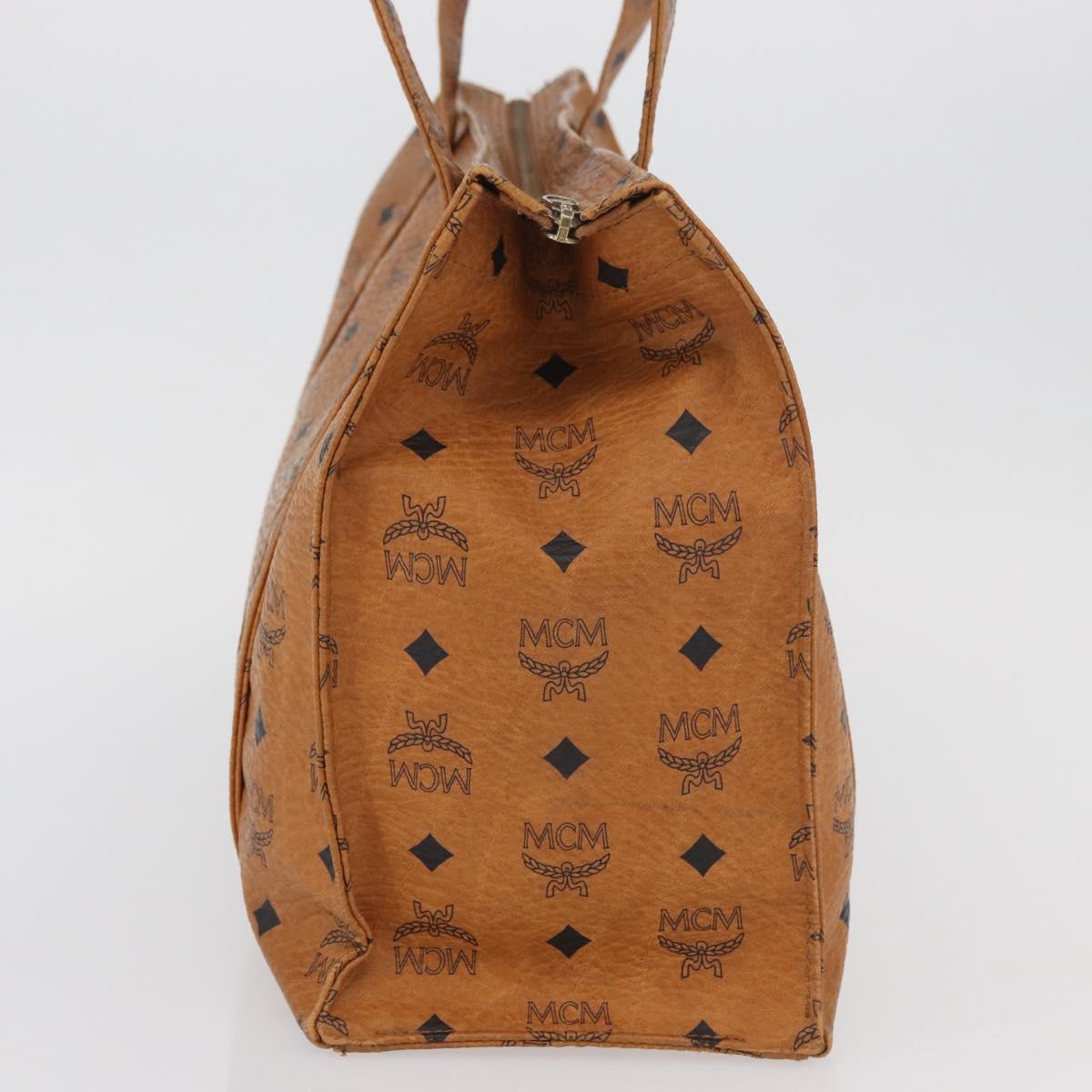 MCM Vicetos Logogram Tote Bag PVC Leather Brown Gold Auth 166783