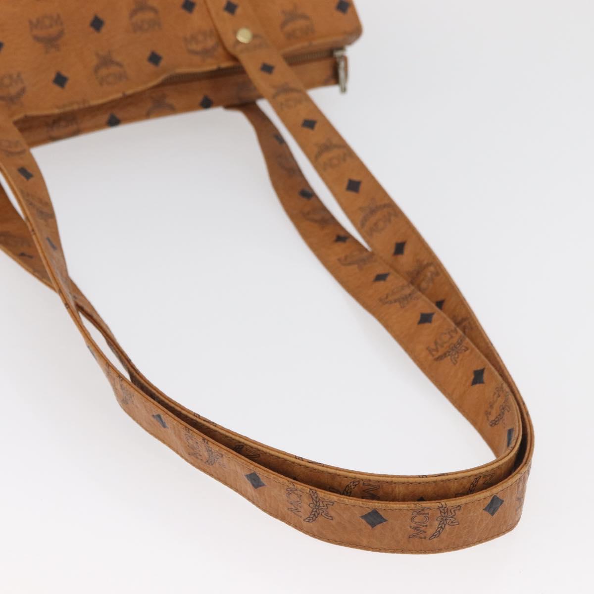 MCM Vicetos Logogram Tote Bag PVC Leather Brown Gold Auth 166783