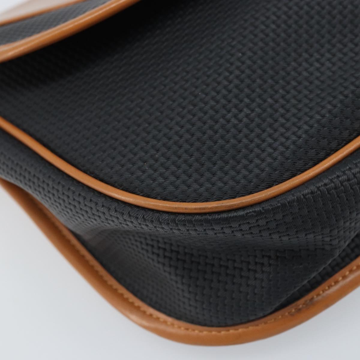 SAINT LAURENT Shoulder Bag Leather Black Gold Auth 166787