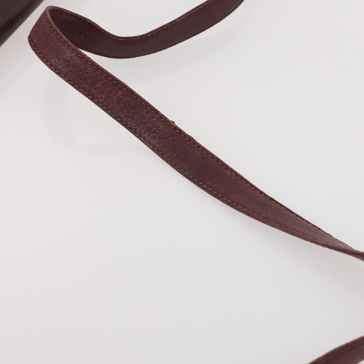 CARTIER Must Line Shoulder Bag Leather 3 Set Bordeaux Gold Auth 166800