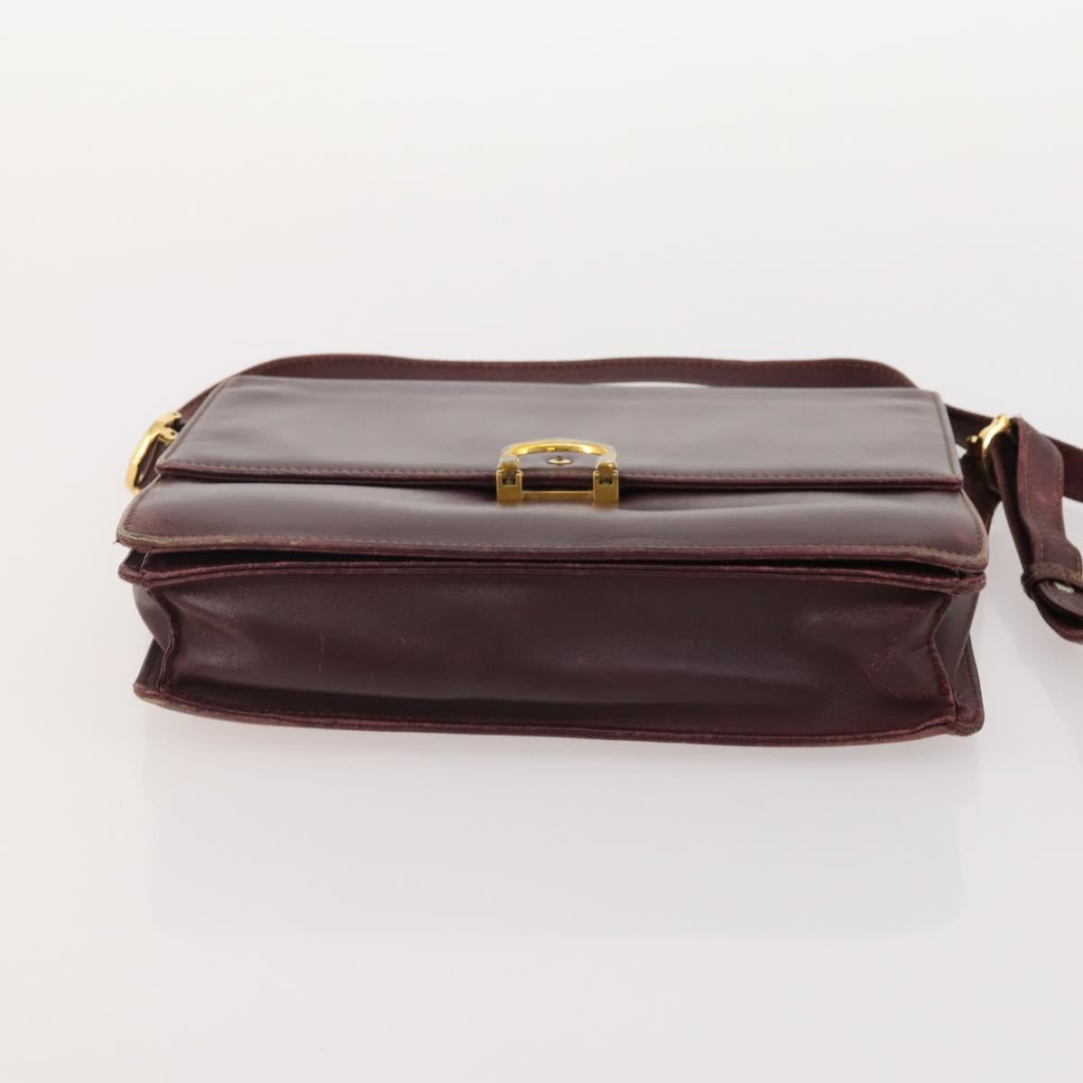 CARTIER Must Line Shoulder Bag Leather 3 Set Bordeaux Gold Auth 166800