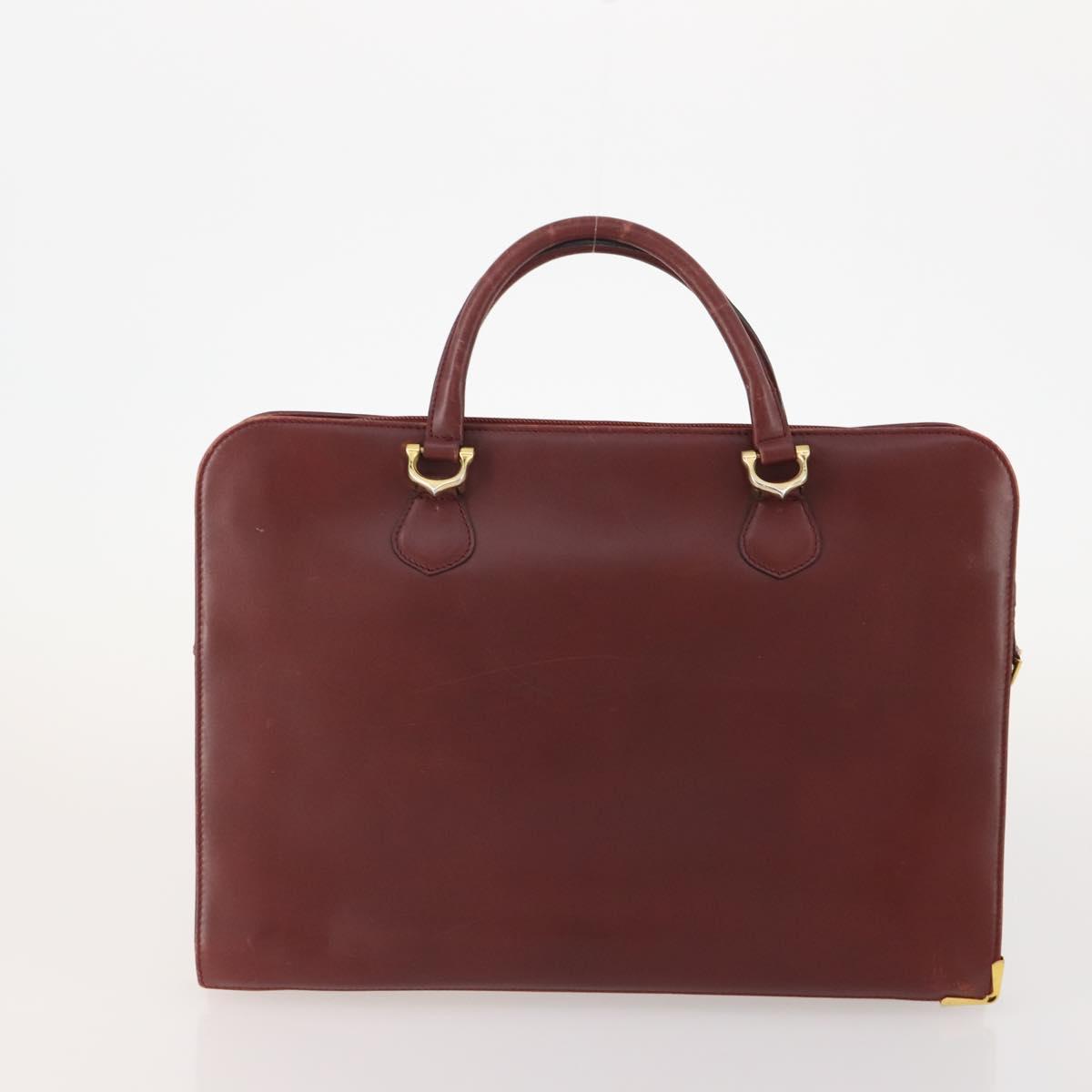 CARTIER Must Line Shoulder Bag Leather 3 Set Bordeaux Gold Auth 166800