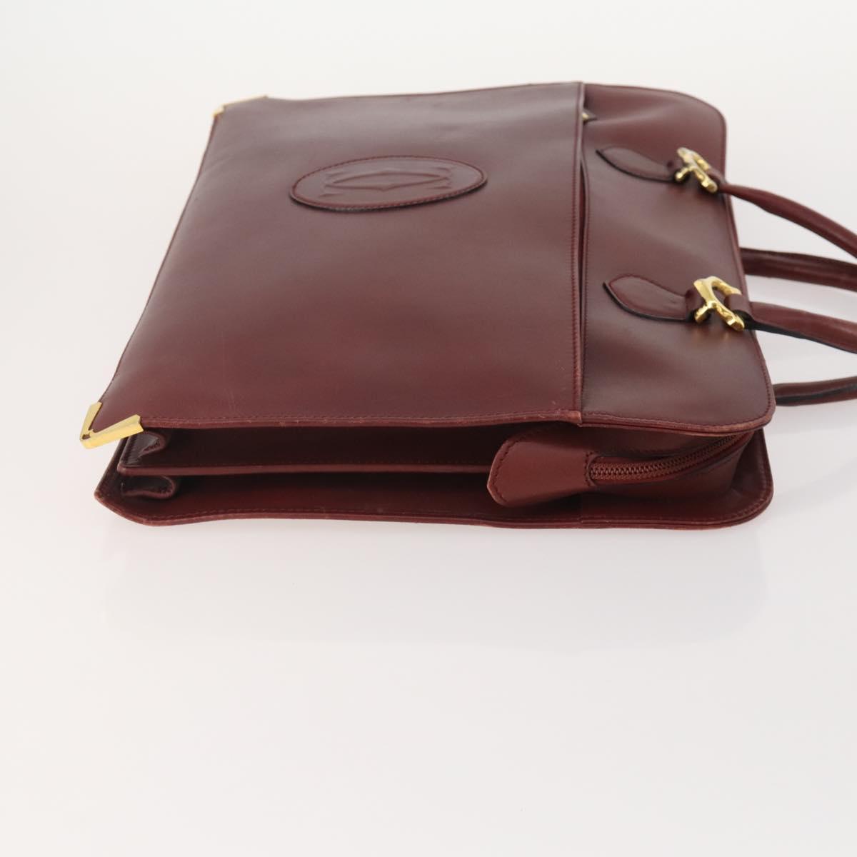 CARTIER Must Line Shoulder Bag Leather 3 Set Bordeaux Gold Auth 166800