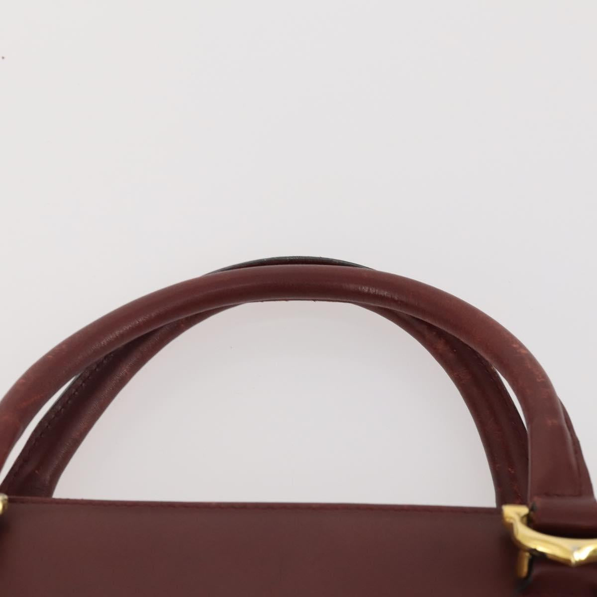 CARTIER Must Line Shoulder Bag Leather 3 Set Bordeaux Gold Auth 166800