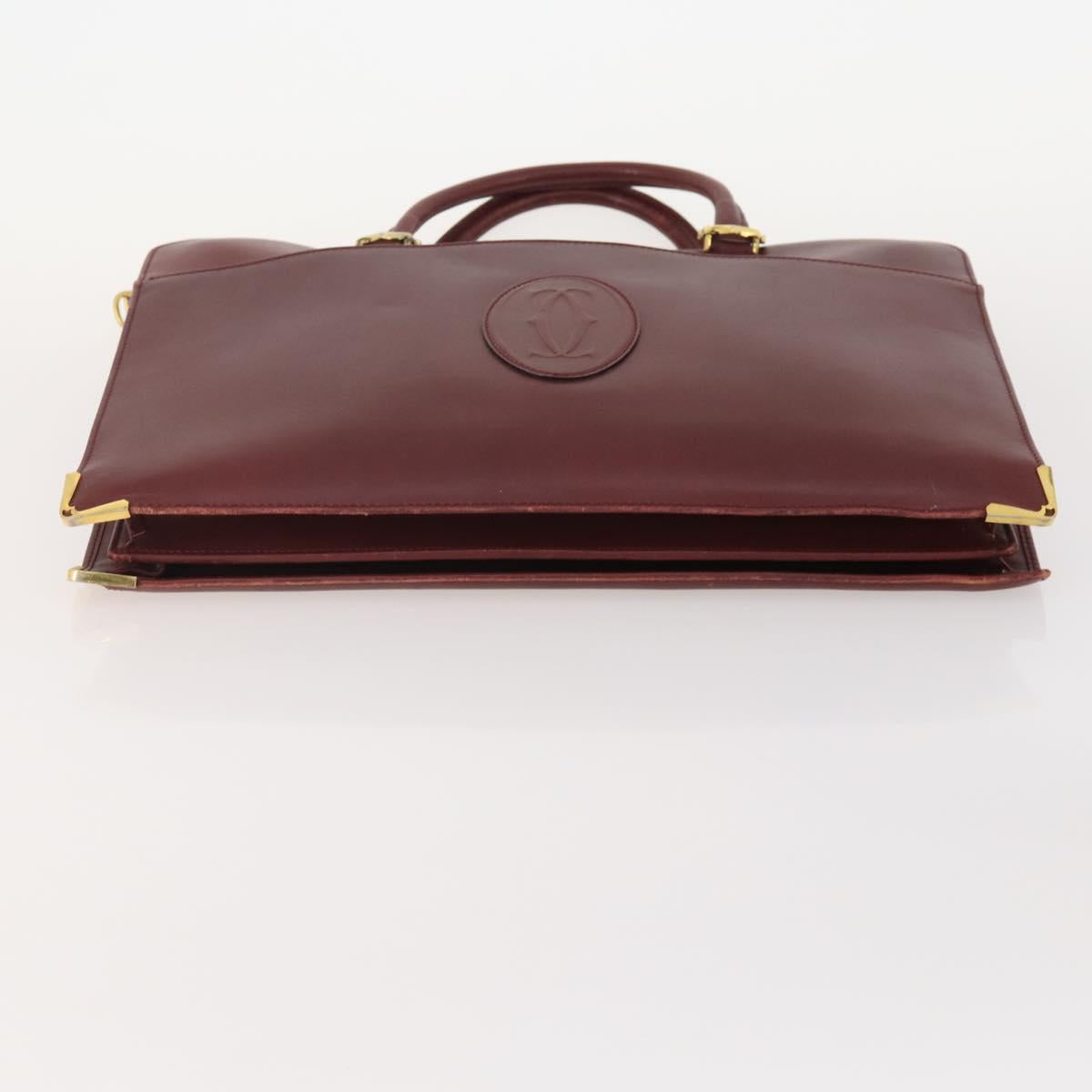CARTIER Must Line Shoulder Bag Leather 3 Set Bordeaux Gold Auth 166800