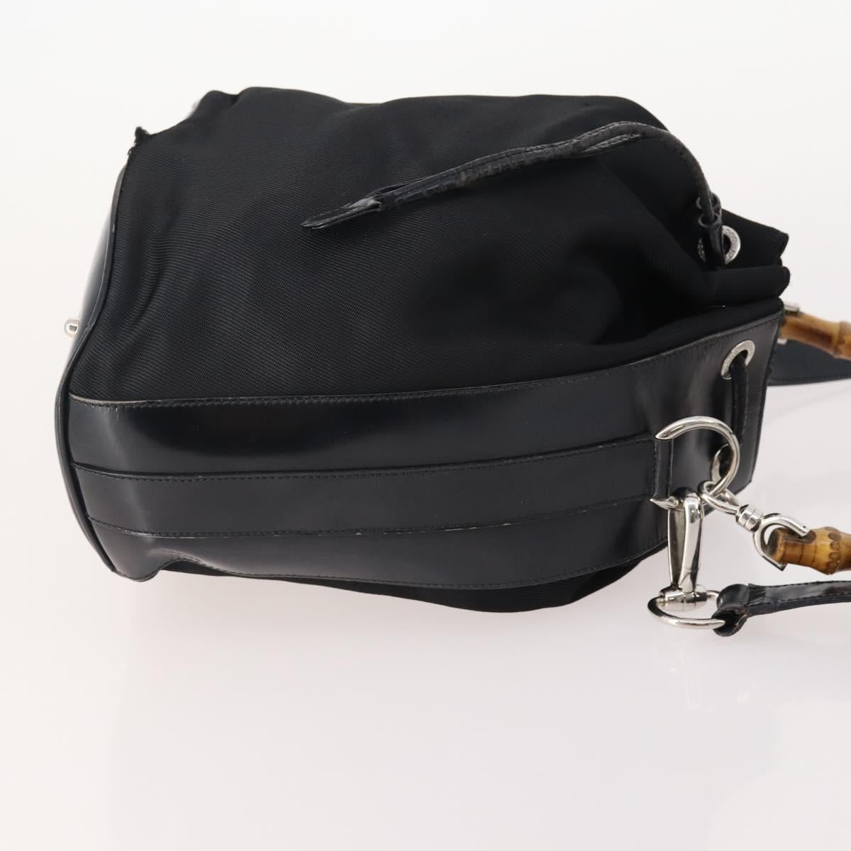 GUCCI Bamboo Hand Bag Nylon 2way 2 Set Black Auth 166802