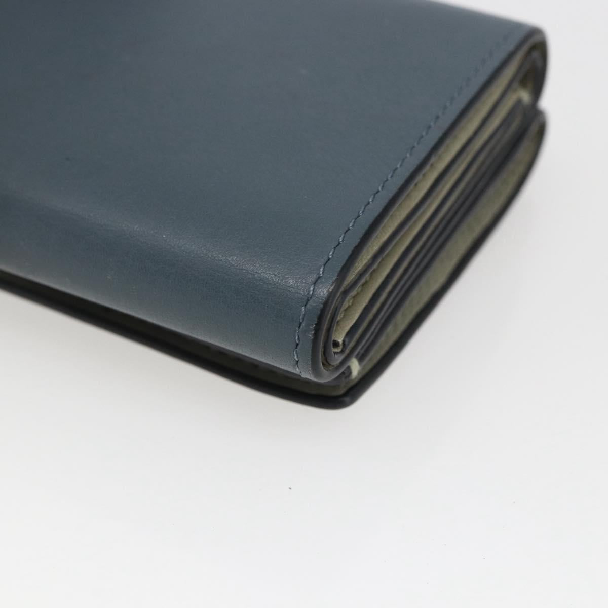 LOEWE Anagram Wallet Leather Blue Silver Auth 166820