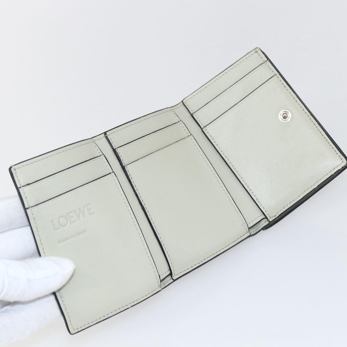 LOEWE Anagram Wallet Leather Blue Silver Auth 166820