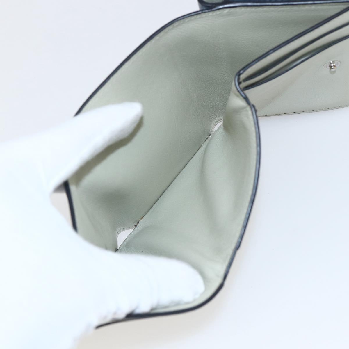 LOEWE Anagram Wallet Leather Blue Silver Auth 166820
