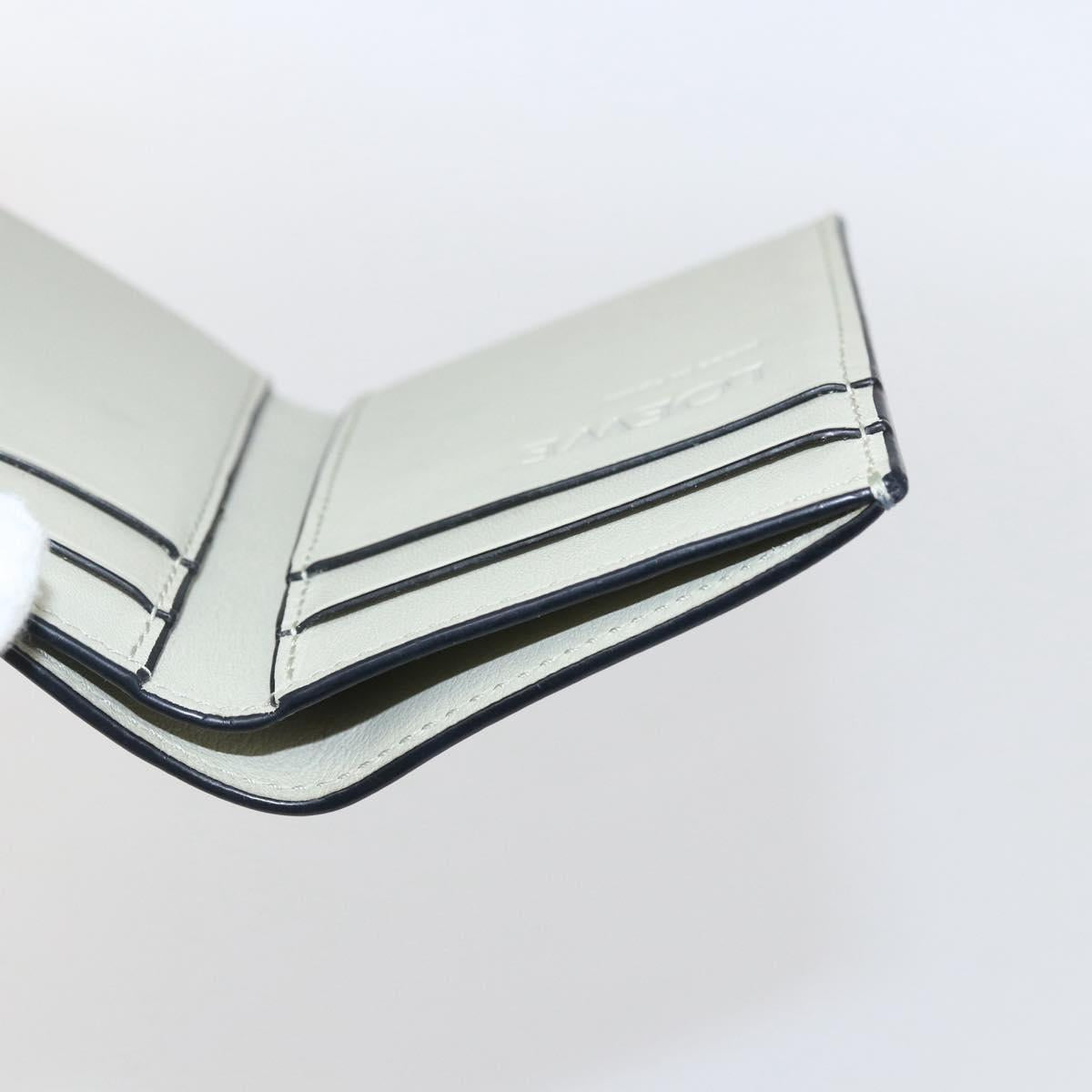 LOEWE Anagram Wallet Leather Blue Silver Auth 166820