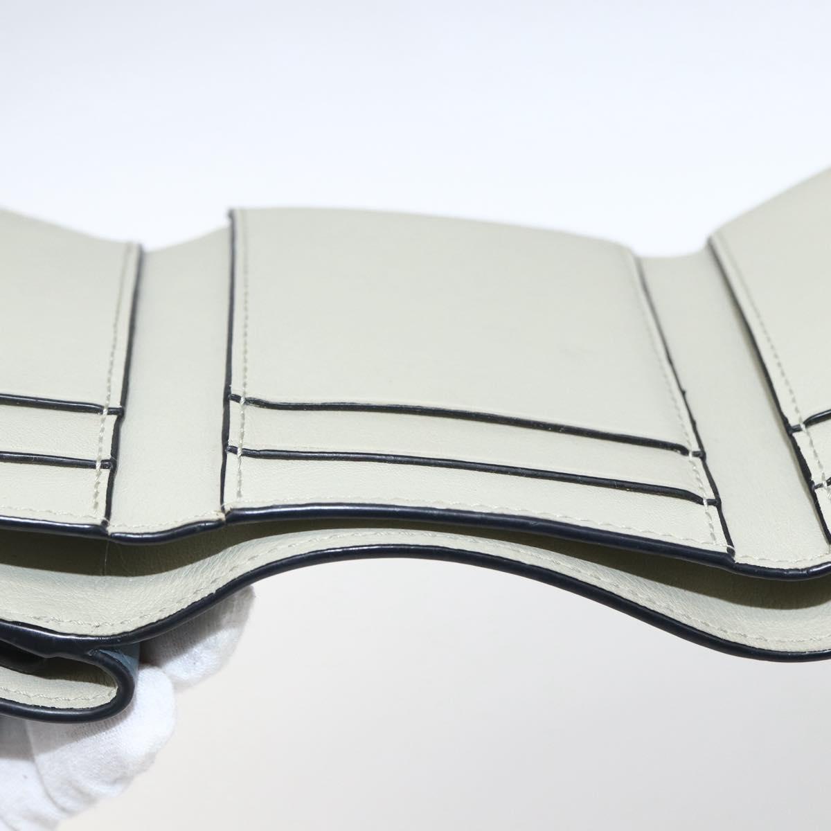 LOEWE Anagram Wallet Leather Blue Silver Auth 166820