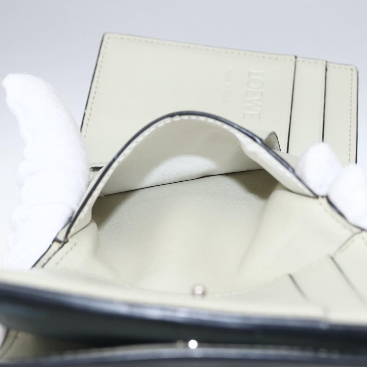 LOEWE Anagram Wallet Leather Blue Silver Auth 166820