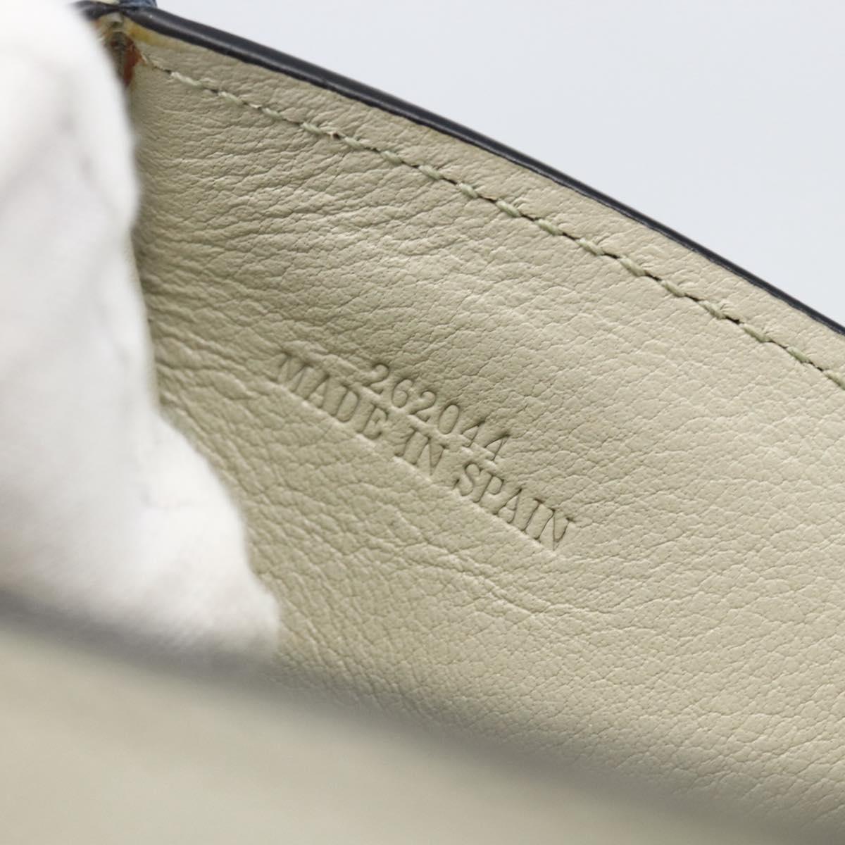 LOEWE Anagram Wallet Leather Blue Silver Auth 166820