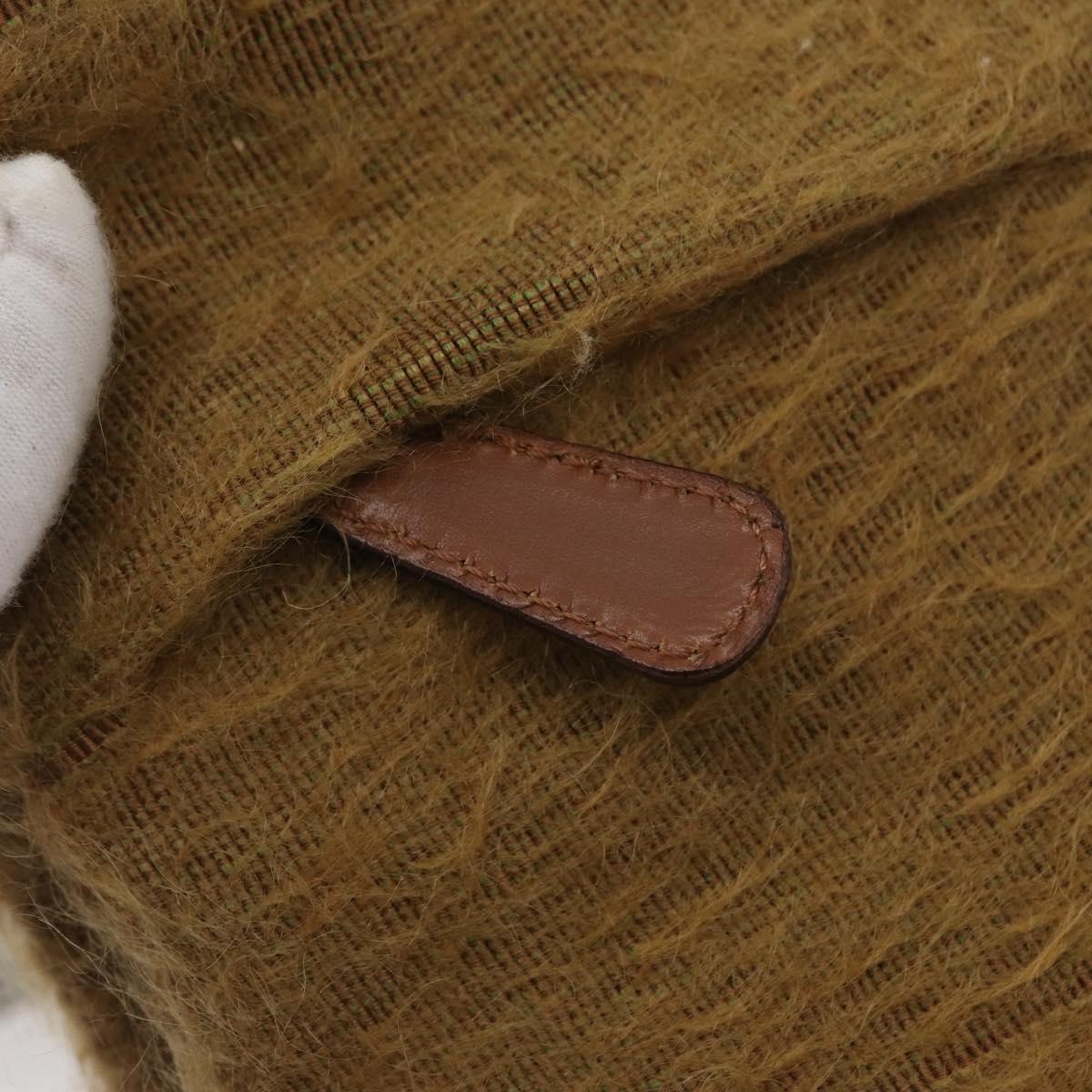 Salvatore Ferragamo Shoulder Bag Silk Cotton Khaki Silver Auth 166824