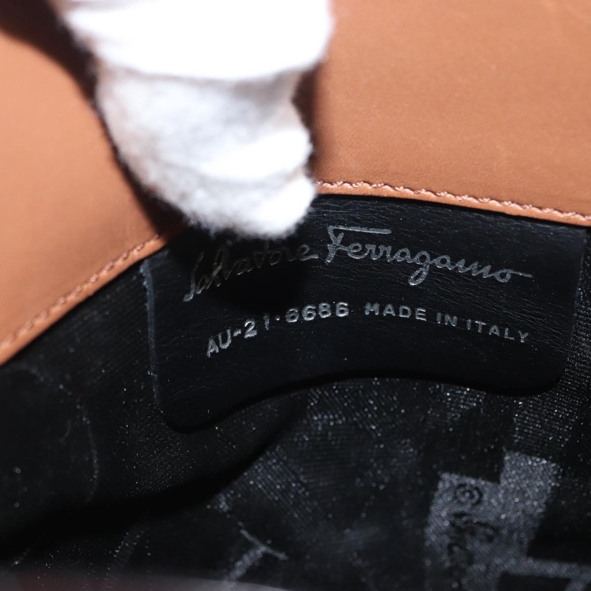 Salvatore Ferragamo Shoulder Bag Silk Cotton Khaki Silver Auth 166824