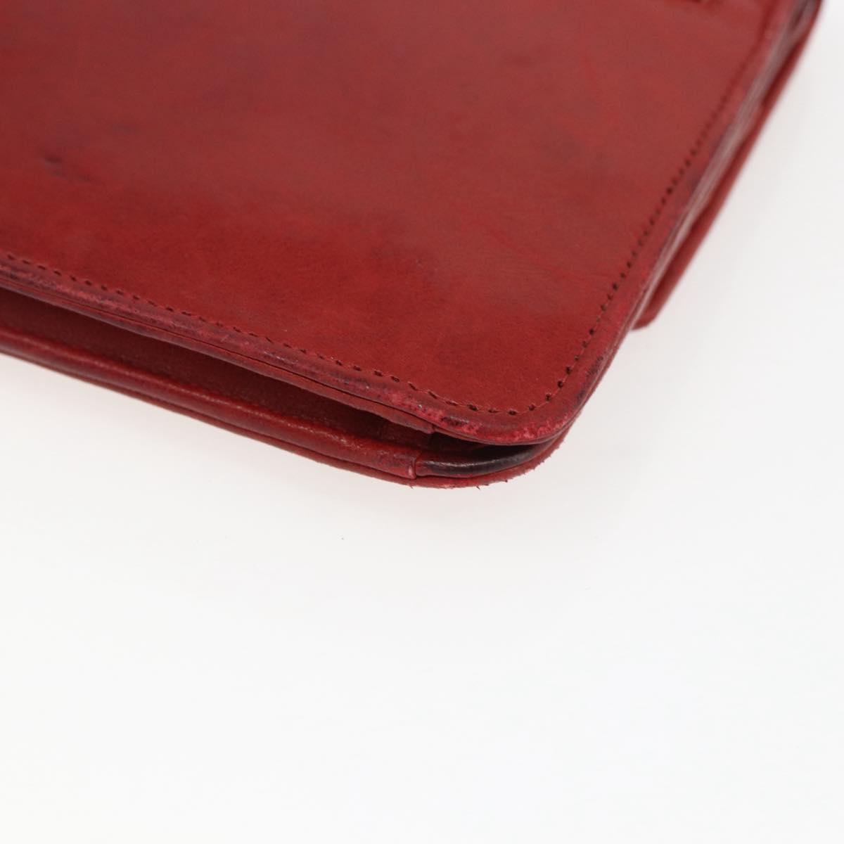 CHANEL Long Wallet Caviar Skin Red Gold CC Auth 166826