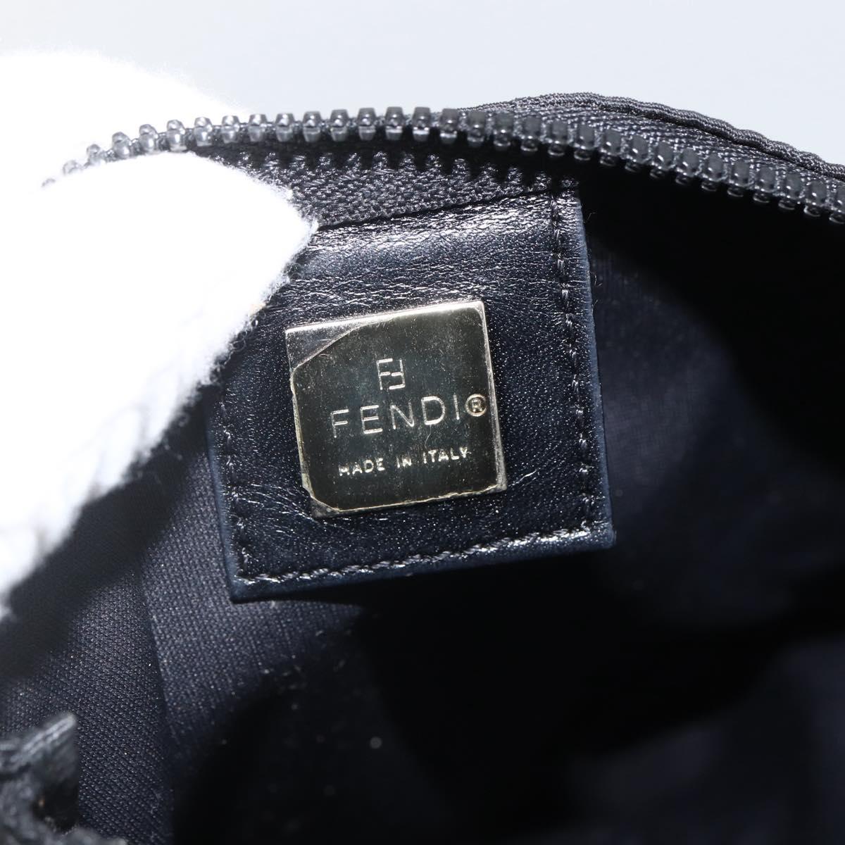 FENDI Zucca Canvas Shoulder Bag Black Silver Auth 166831