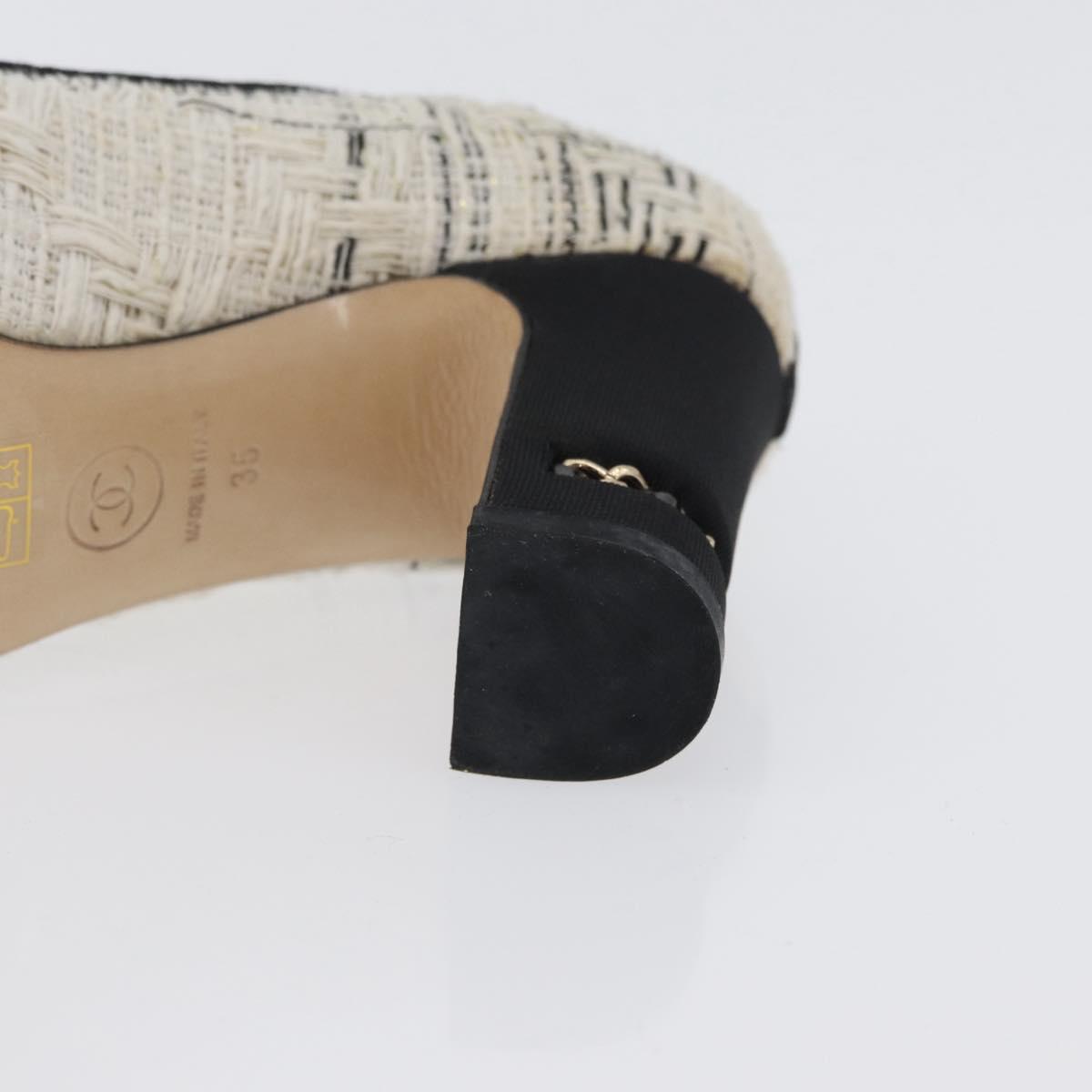 CHANEL Pumps High Heels Tweed 35 Black White CC Auth 166839M