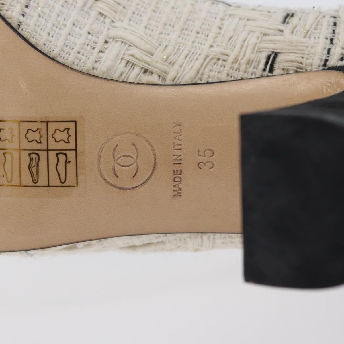 CHANEL Pumps High Heels Tweed 35 Black White CC Auth 166839M
