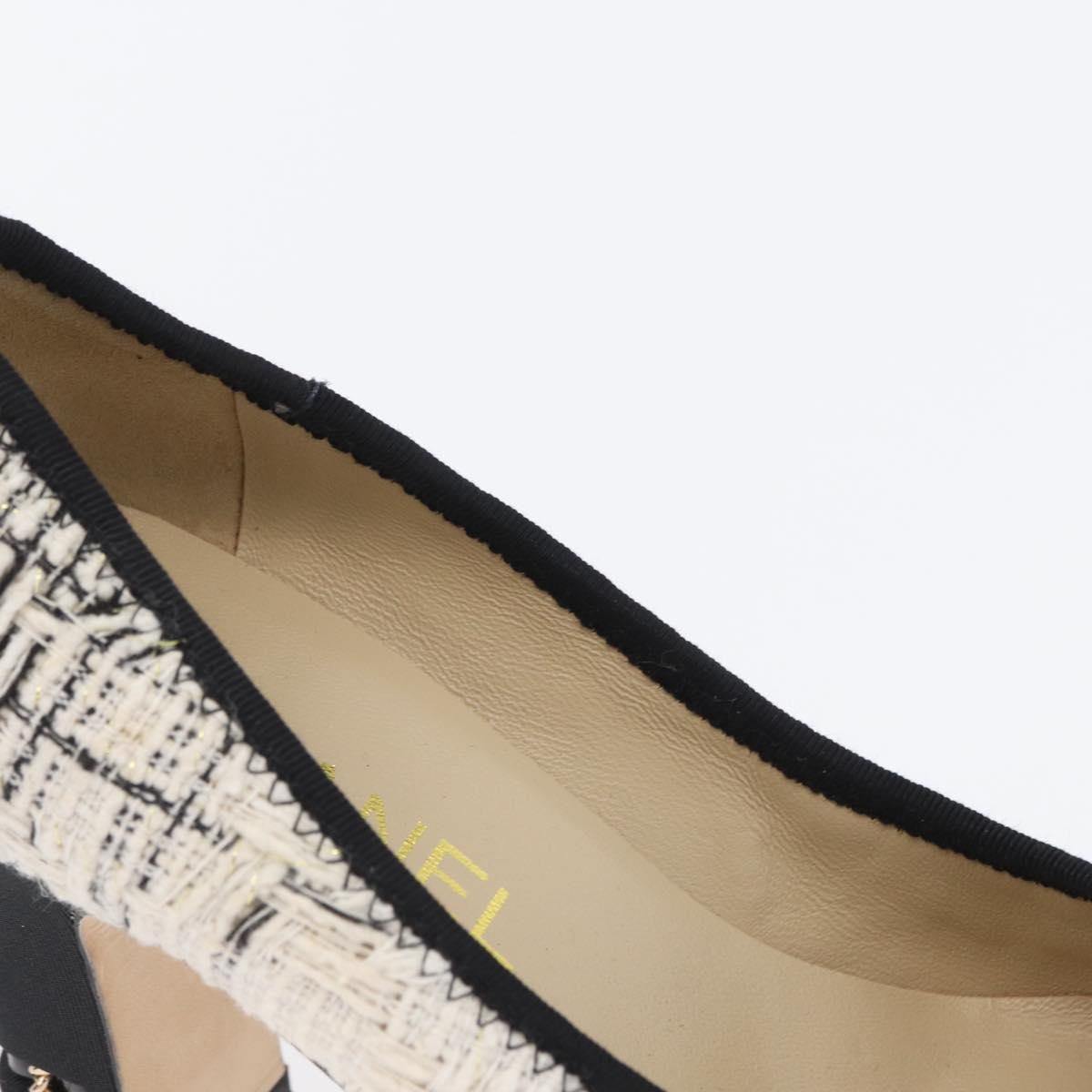 CHANEL Pumps High Heels Tweed 35 Black White CC Auth 166839M