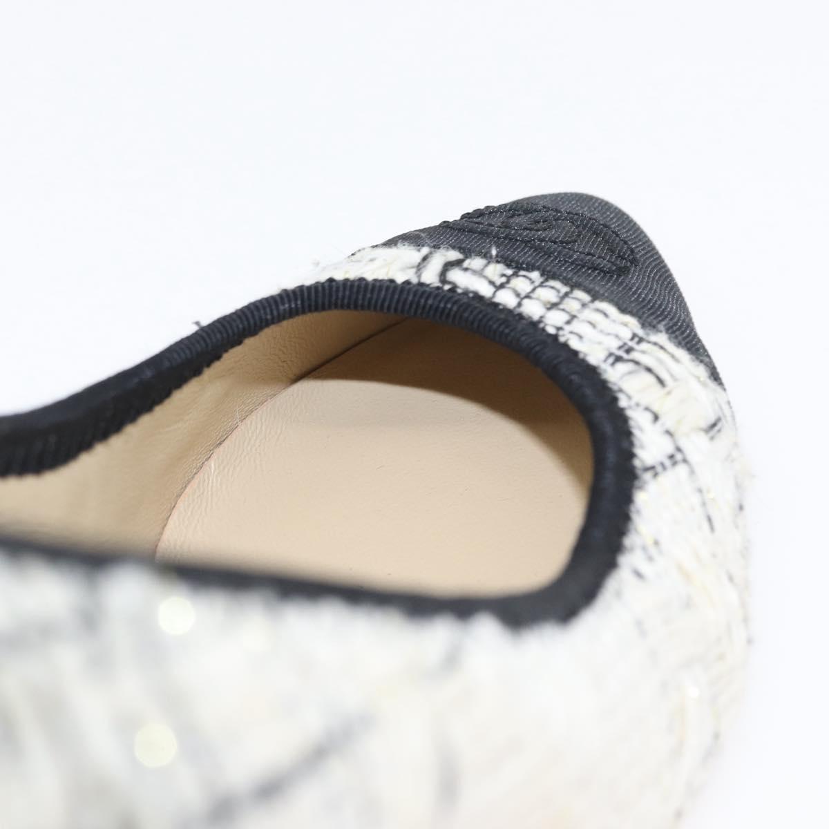 CHANEL Pumps High Heels Tweed 35 Black White CC Auth 166839M