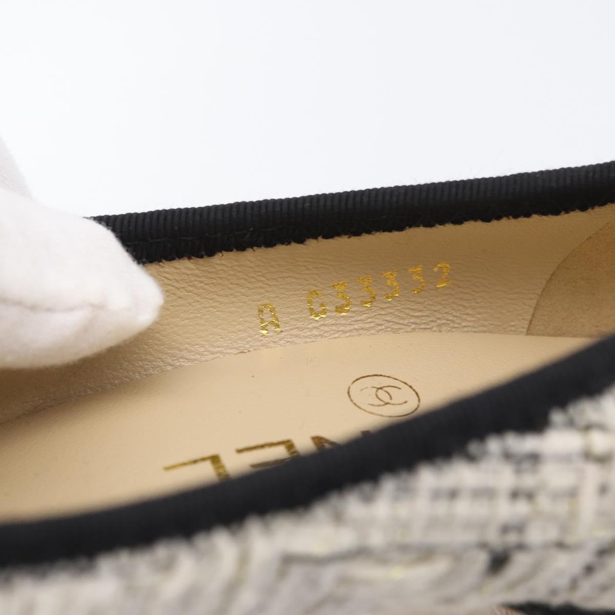 CHANEL Pumps High Heels Tweed 35 Black White CC Auth 166839M