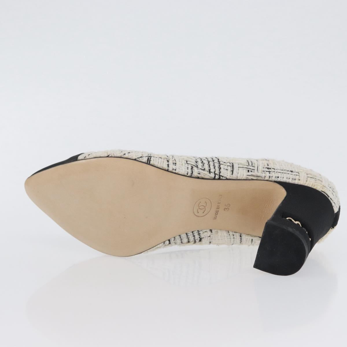 CHANEL Pumps High Heels Tweed 35 Black White CC Auth 166839M