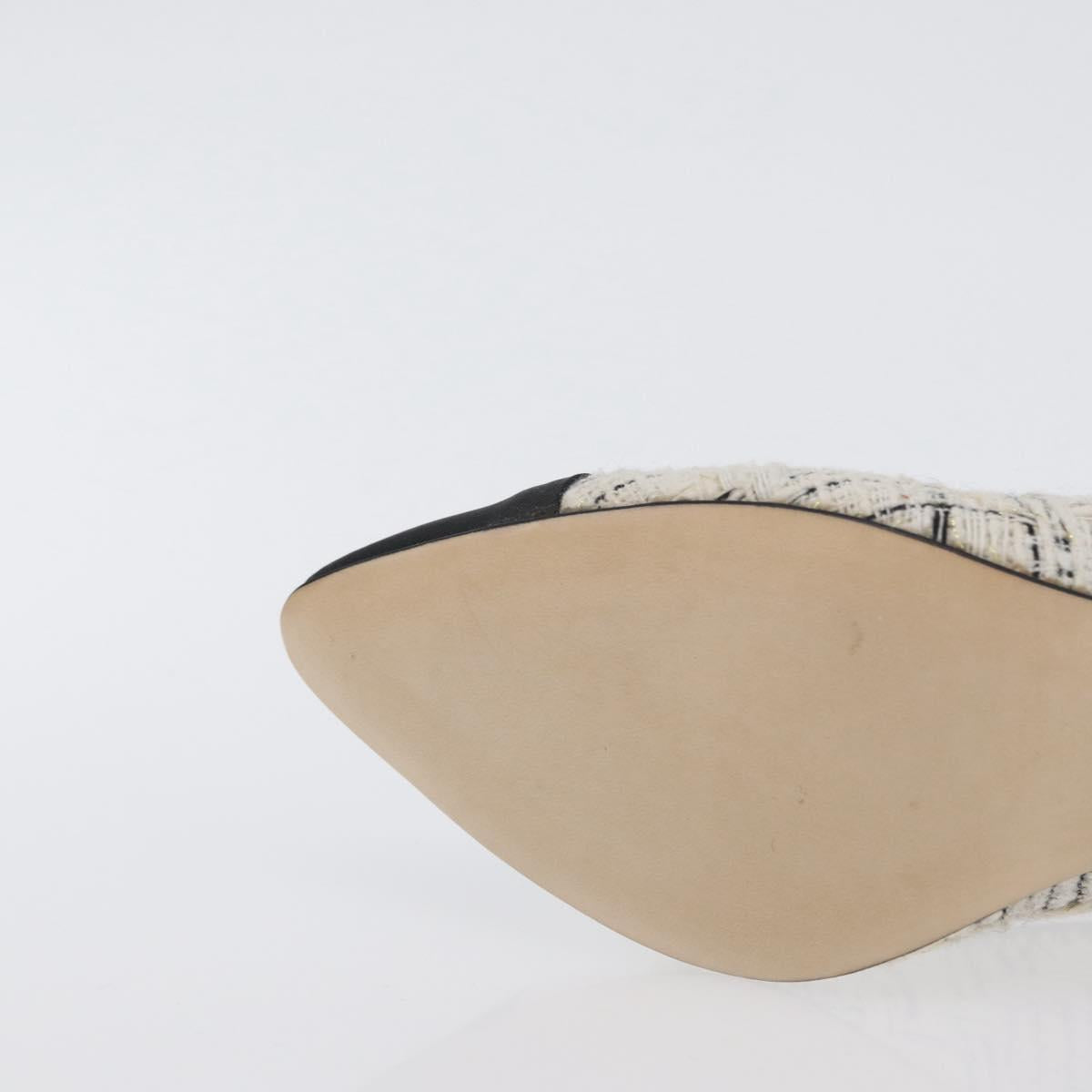 CHANEL Pumps High Heels Tweed 35 Black White CC Auth 166839M