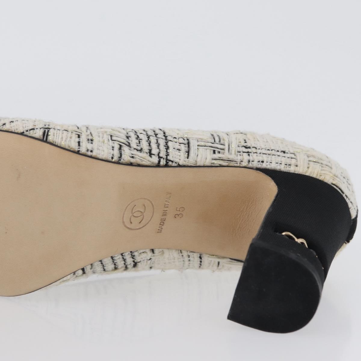 CHANEL Pumps High Heels Tweed 35 Black White CC Auth 166839M