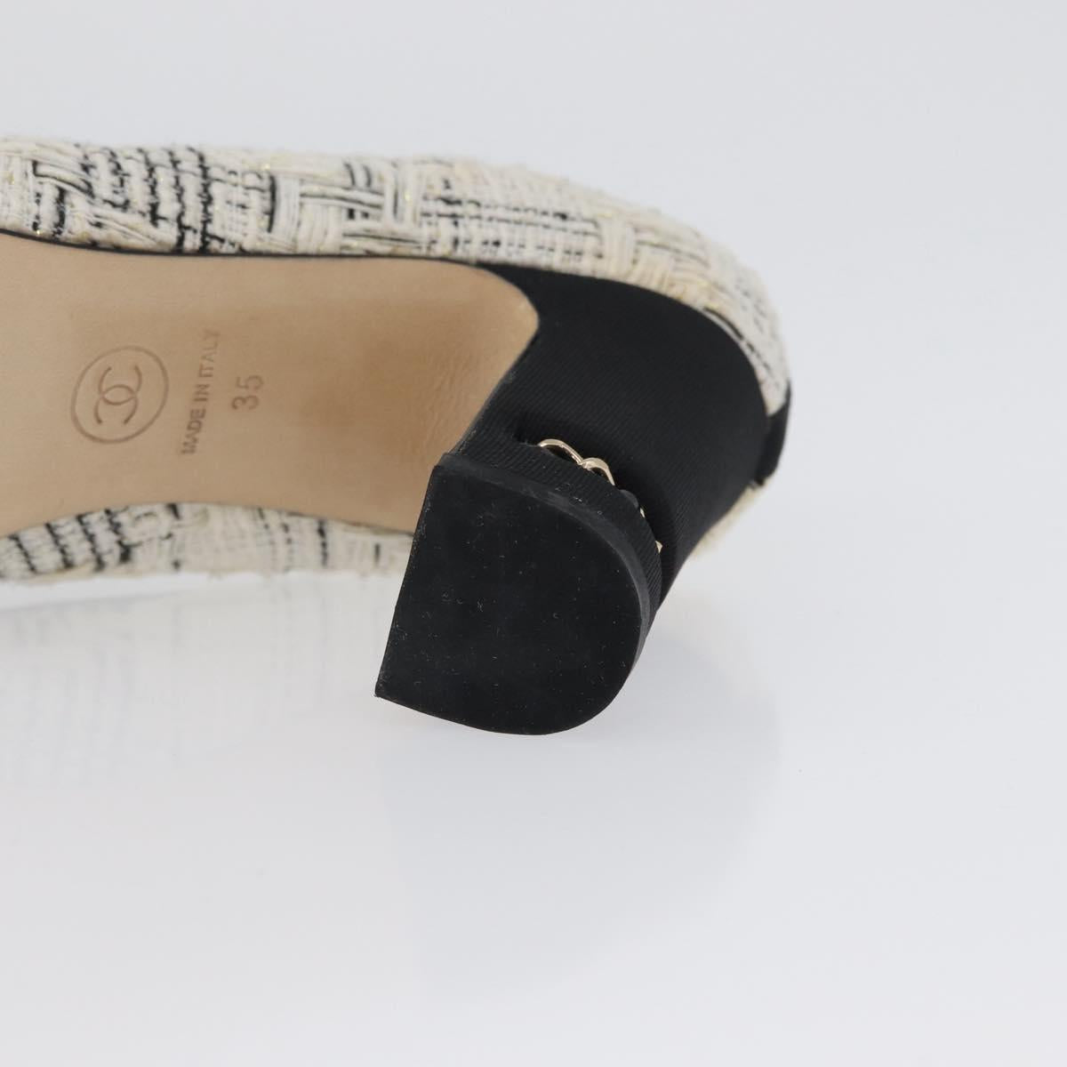 CHANEL Pumps High Heels Tweed 35 Black White CC Auth 166839M