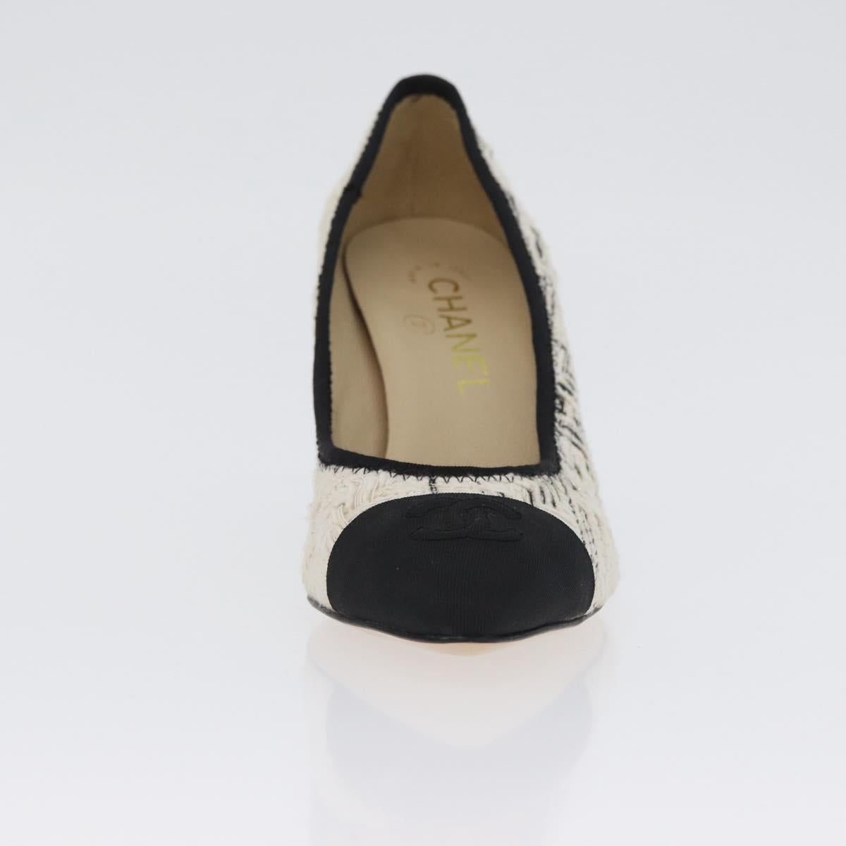CHANEL Pumps High Heels Tweed 35 Black White CC Auth 166839M