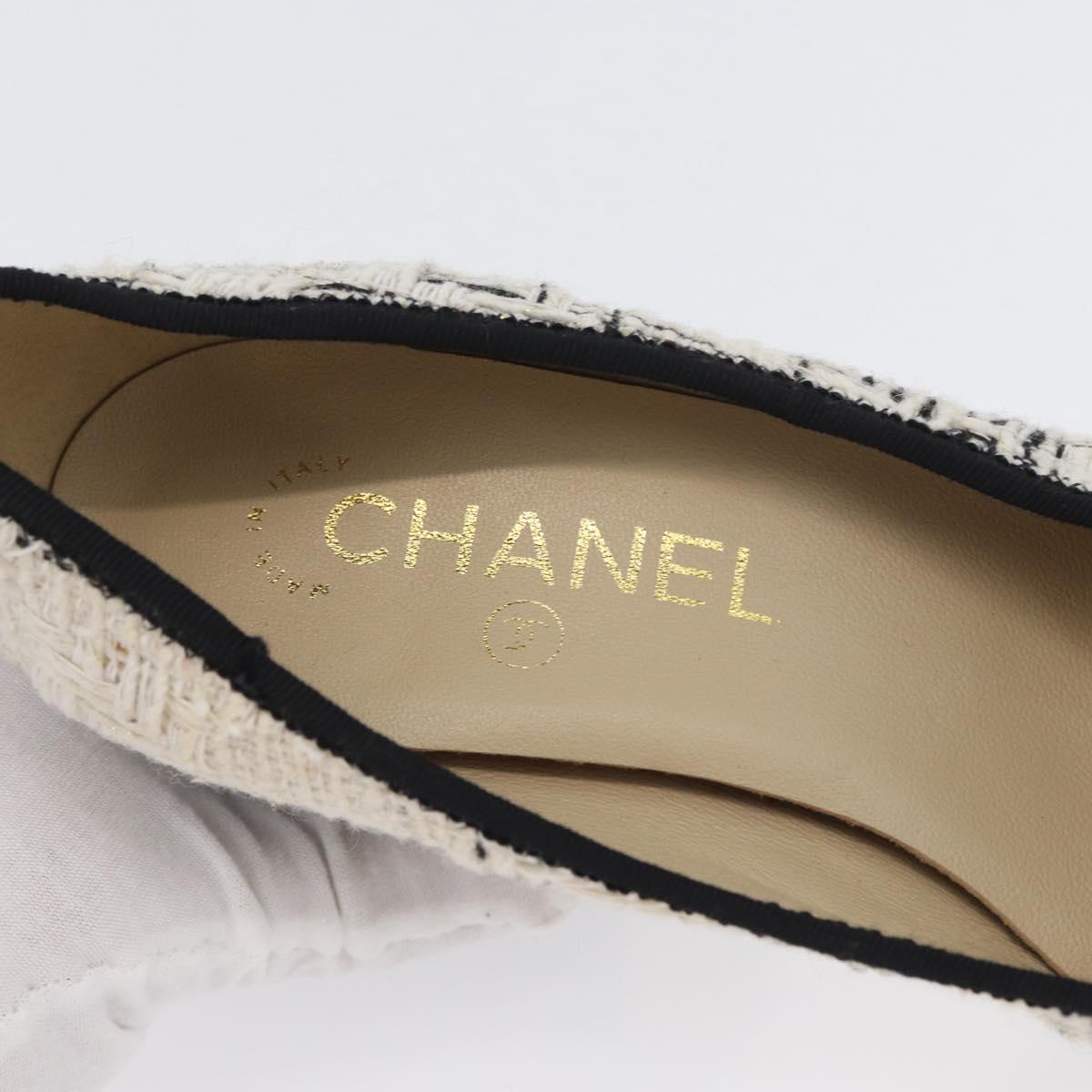 CHANEL Pumps High Heels Tweed 35 Black White CC Auth 166839M